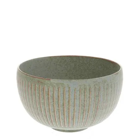 ASIAN BOWL TERRA GREEN HORSETAILS 5.25"