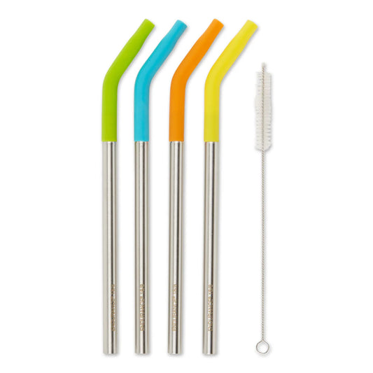 SILICONE TIP STAINLESS STRAWS & BRUSH