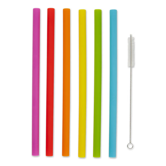 SILICONE SMOOTHIE STRAWS 10" SET OF 6