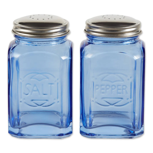 RETRO GLASS SALT & PEPPER SET BLUE