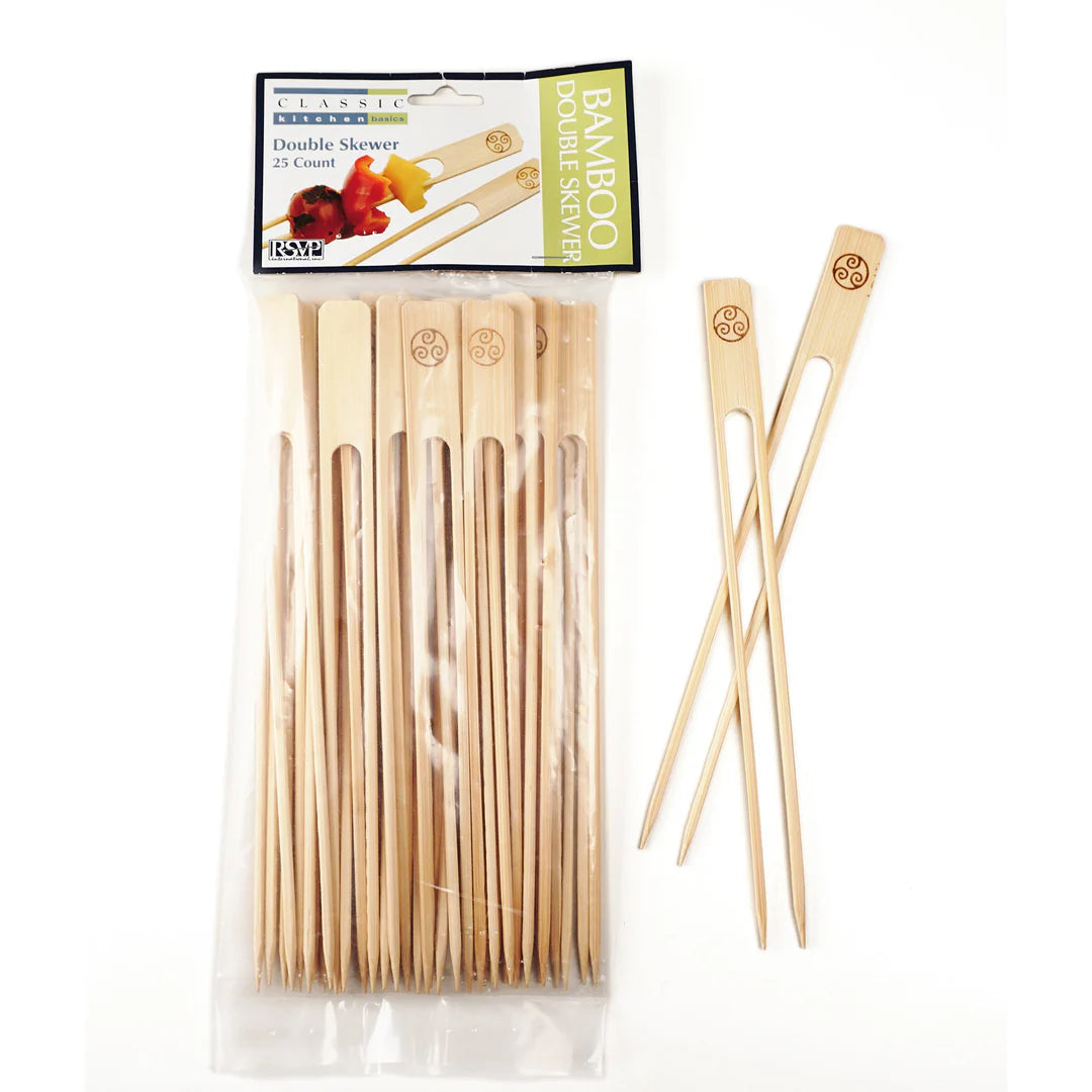 BAMBOO DOUBLE SKEWERS 9" 25 CT