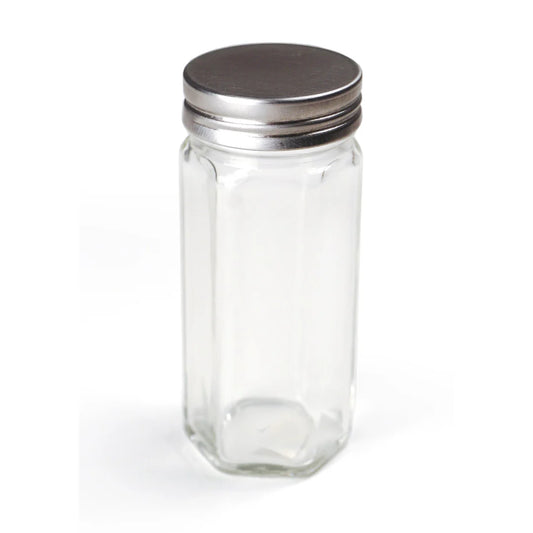 HEXAGONAL GLASS SPICE JAR 3 OZ