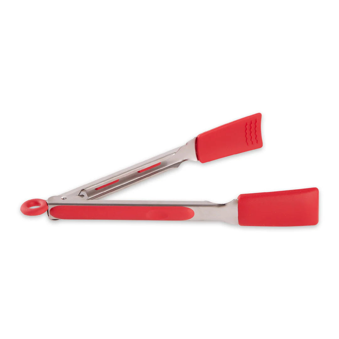 SQUARE SILICONE TIP TONGS 9" RED