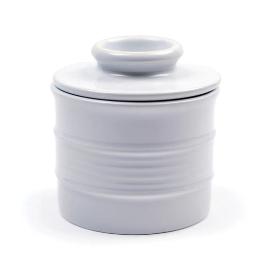 STONEWARE BUTTER POT WHITE