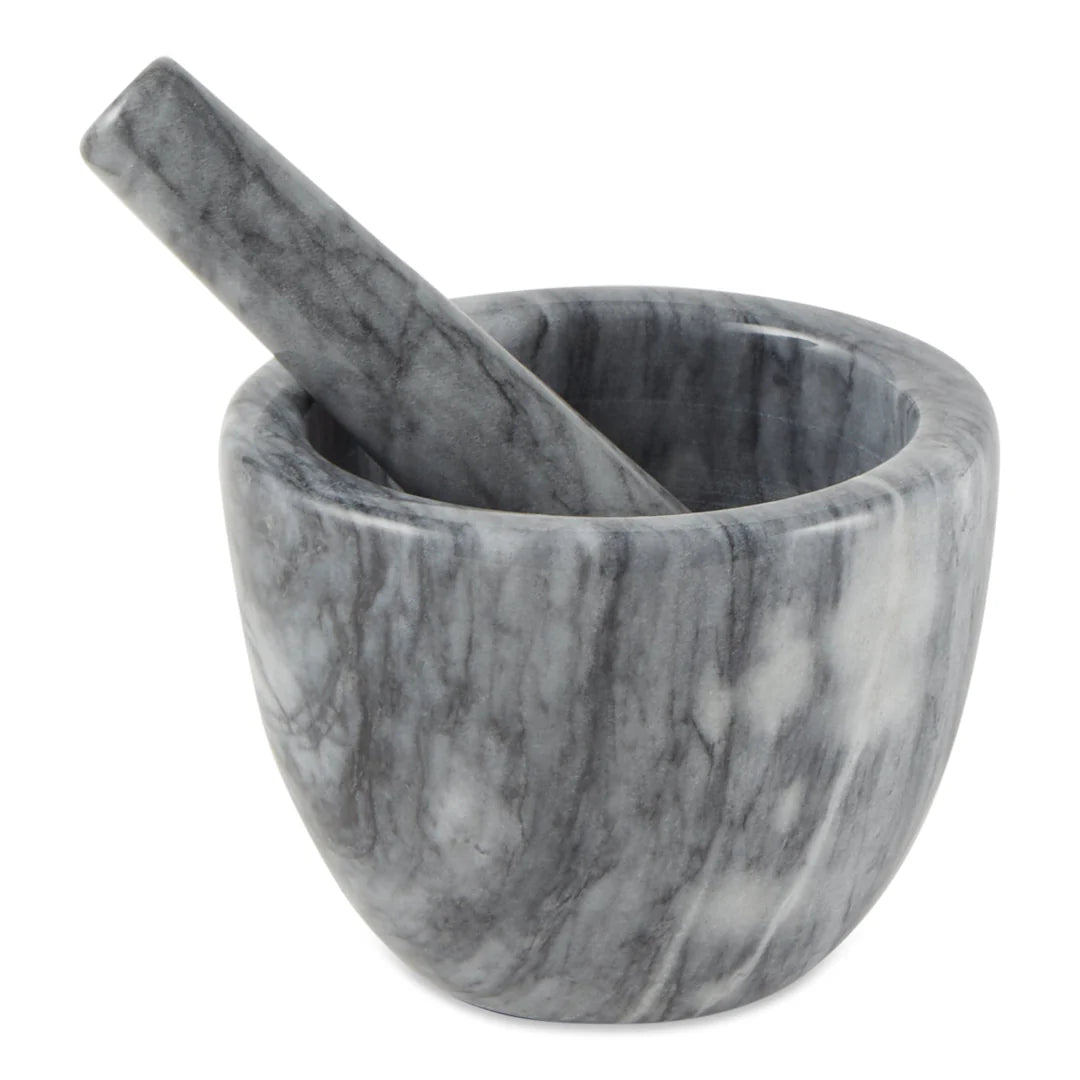 GRAY MARBLE MORTAR & PESTLE