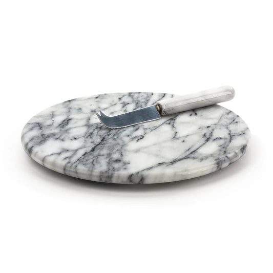 WHITE MARBLE CHEESE BOARD ROUND