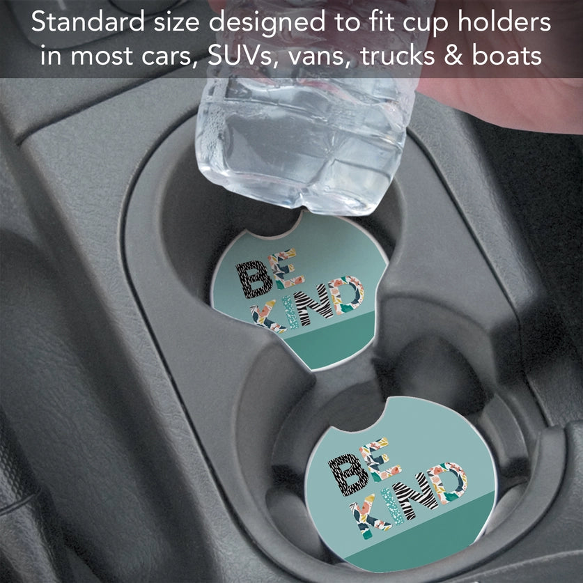 ABSORBENT CAR COASTER BE KIND