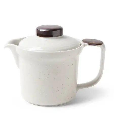 ASIAN TEA POT W/STRAINER 16OZ WHITE/REACTIVE GLAZE