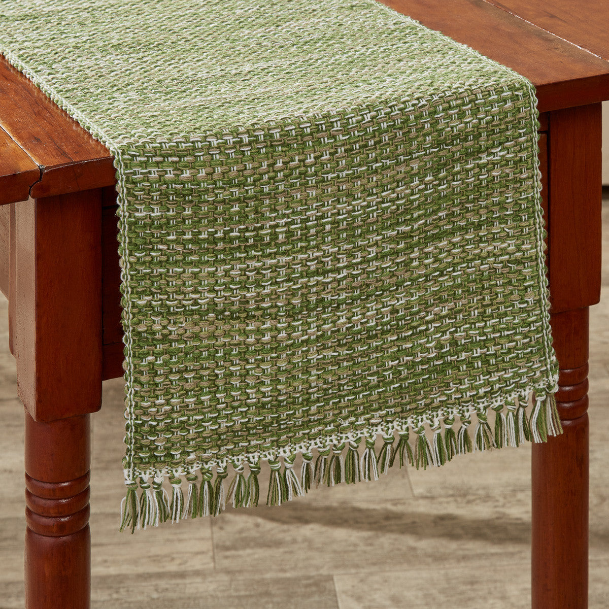 BASKETWEAVE TABLE RUNNER 13" X 54" EVERGREEN