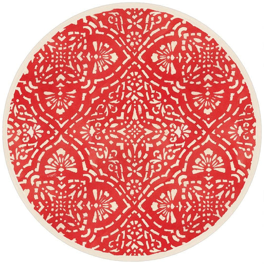 PAPER PLACEMATS RND 12" ANNIKA RED