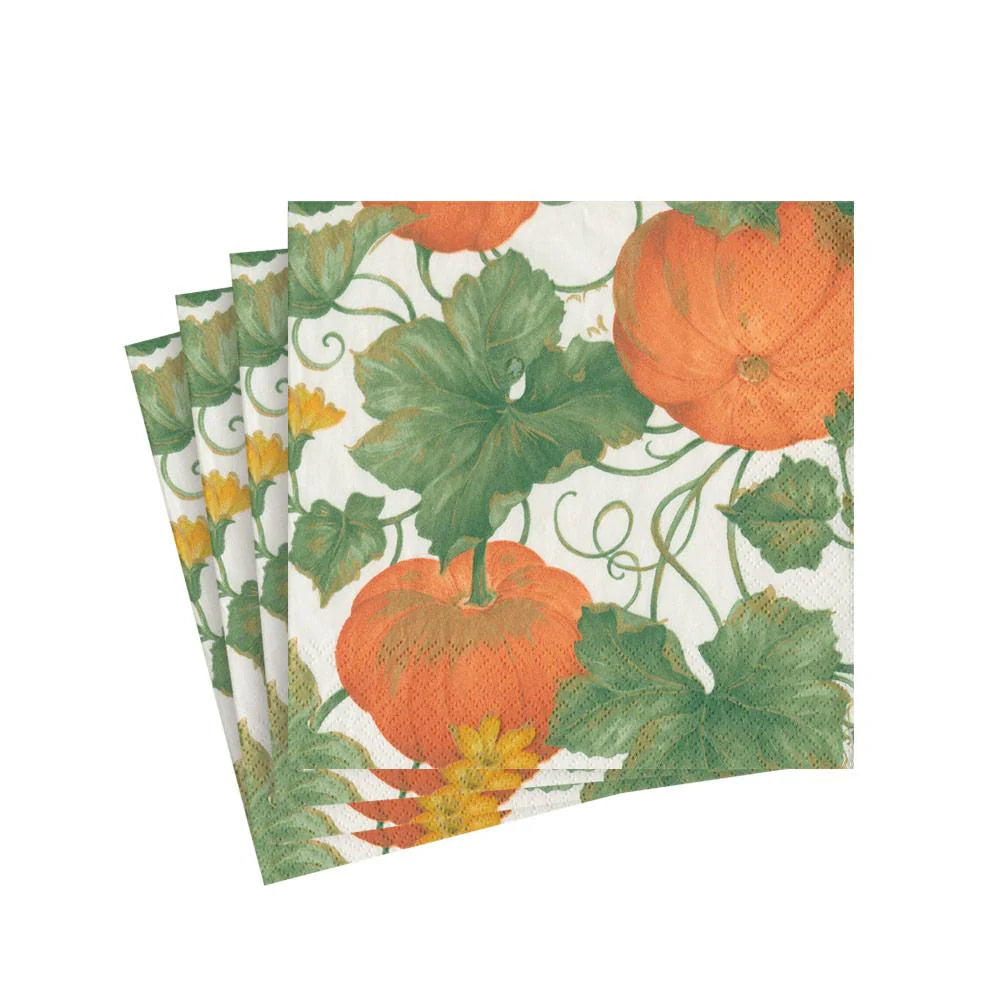 COCKTAIL NAPKIN HEIRLOOM PUMPKINS IVORY