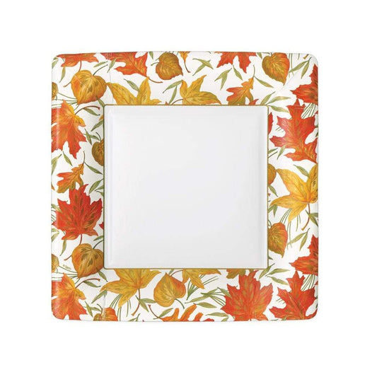 DESSERT PAPER PLATE WOODLAND LEAVES IVORY 8CT