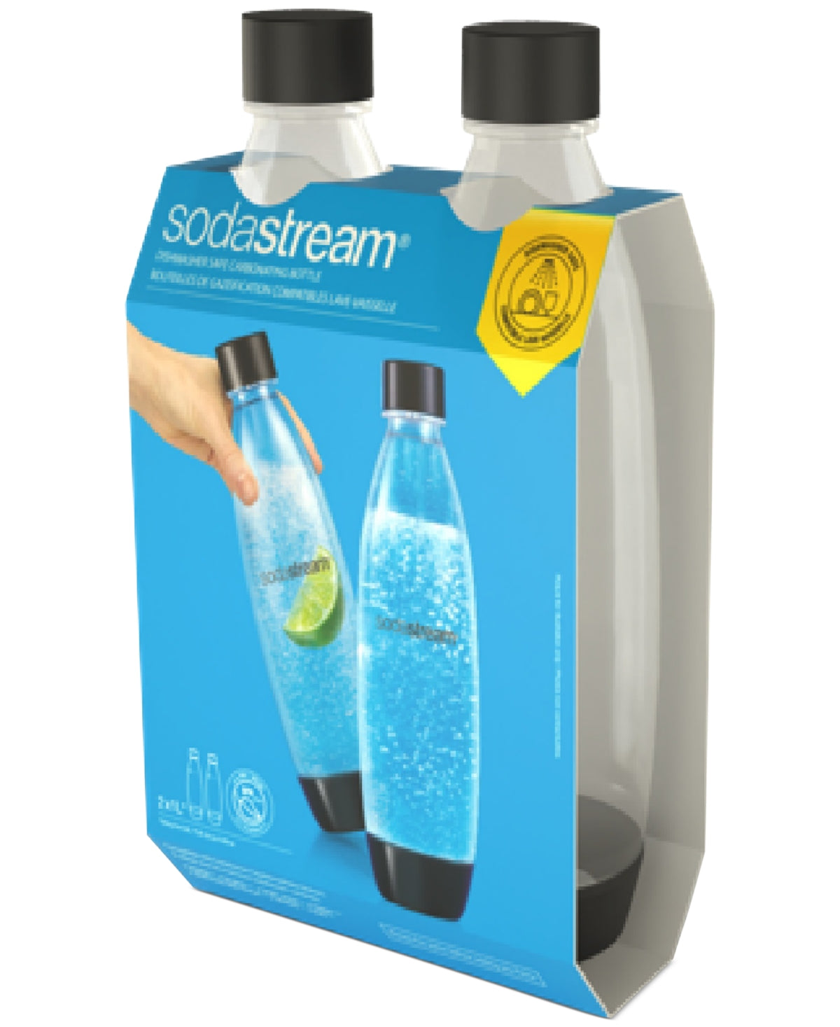 SODASTREAM SLIM 1L BOTTLES 2 PK BLACK