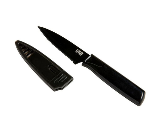 COLORI SERRATED PARING KNIFE BLK 4"