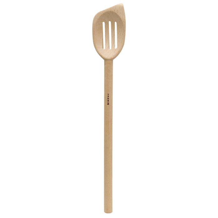 FRENCH BEECHWOOD SLANTED SLOTTED SPOON 11.5"