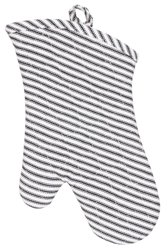 METRO STRIPE TERRY LINED OVEN MITT BLACK