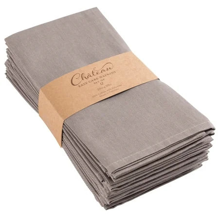 CHATEAU EASY CARE NAPKINS SET OF 12 GRAY