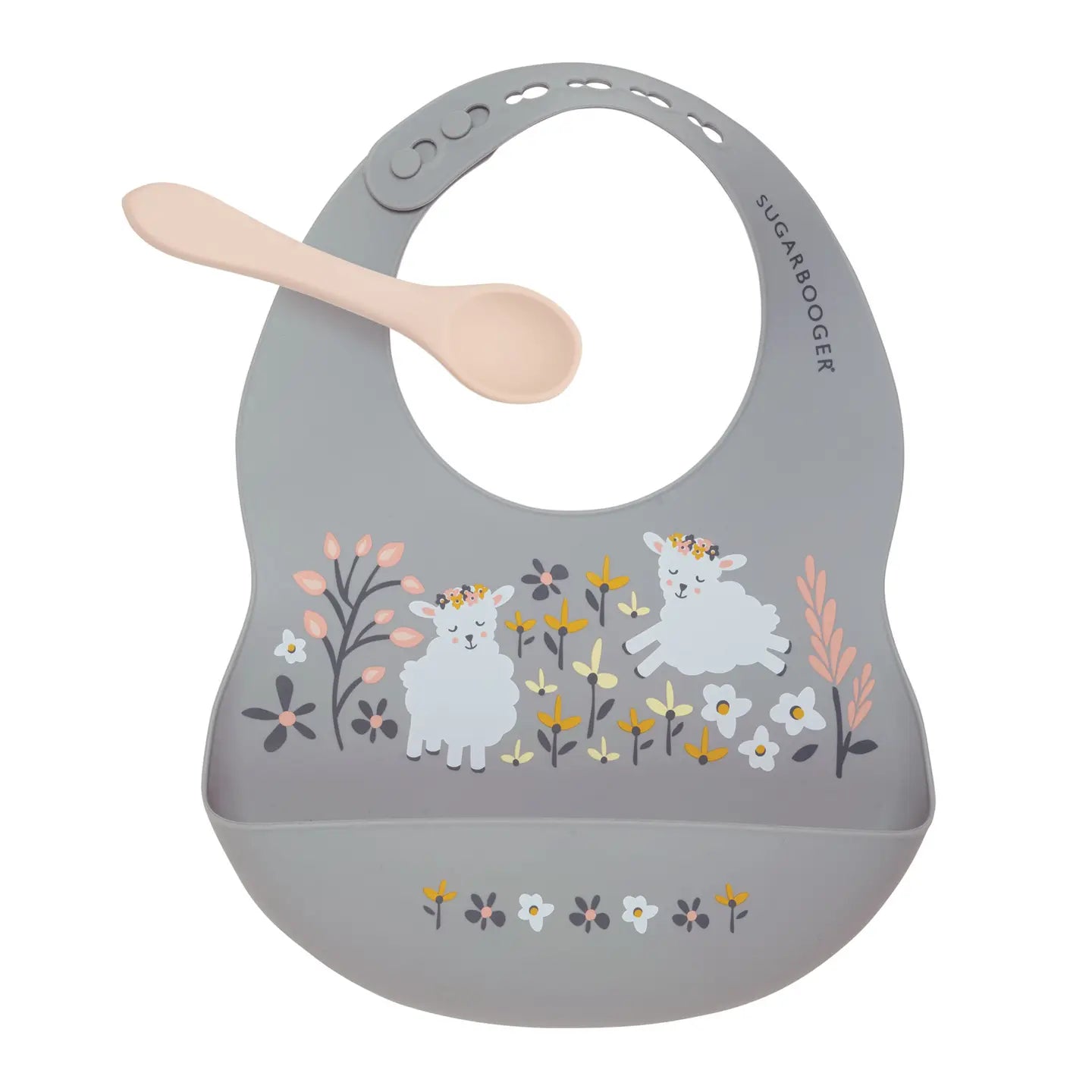 Fresh & Messy Silicone Bib & Spoon Set  Lily the Lamb