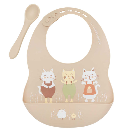 Fresh & Messy Silicone Bib & Spoon Set Prairie Kitty