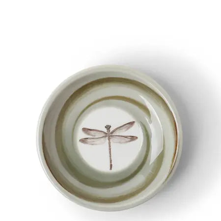 ASIAN SAUCE DISH SPIRAL DRAGONFLY 3.75"