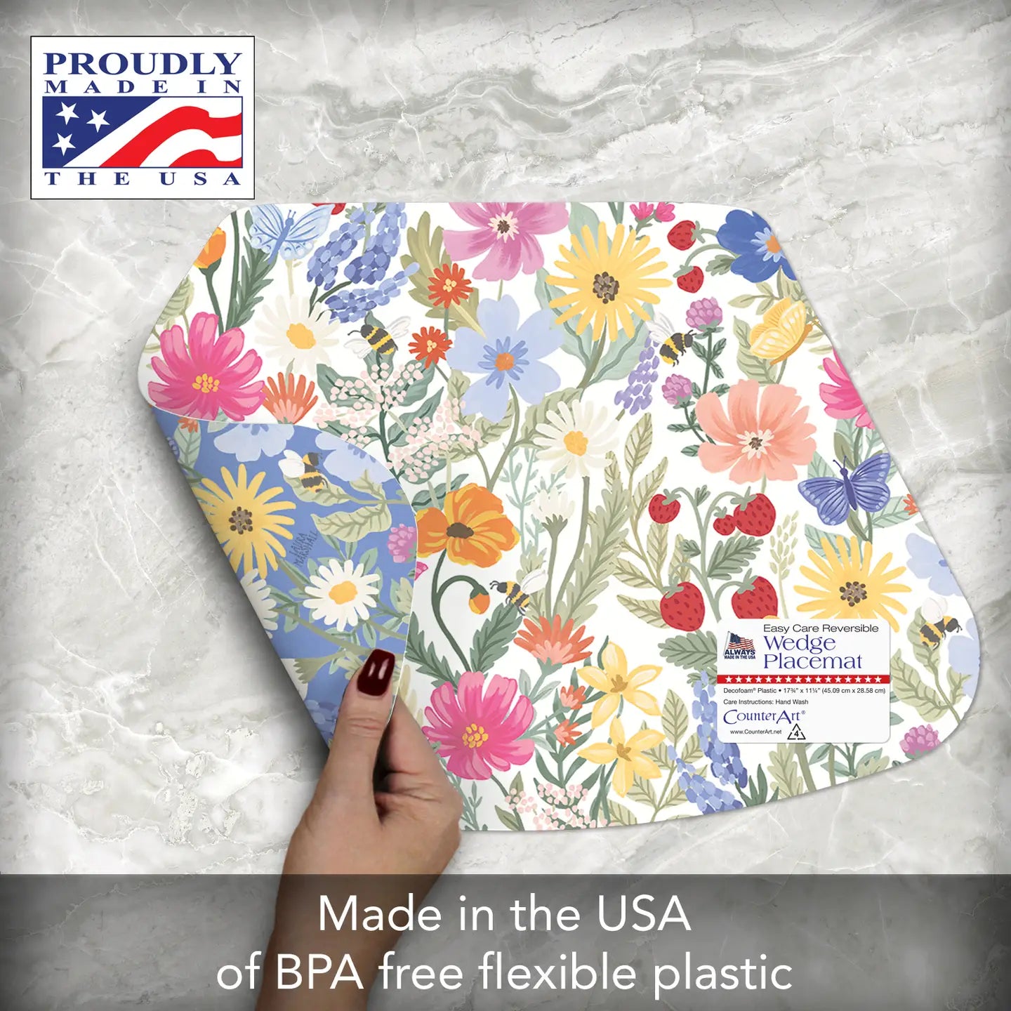 WEDGE REVERSIBLE FLEXIBLE PLACEMAT MEADOW FLORAL