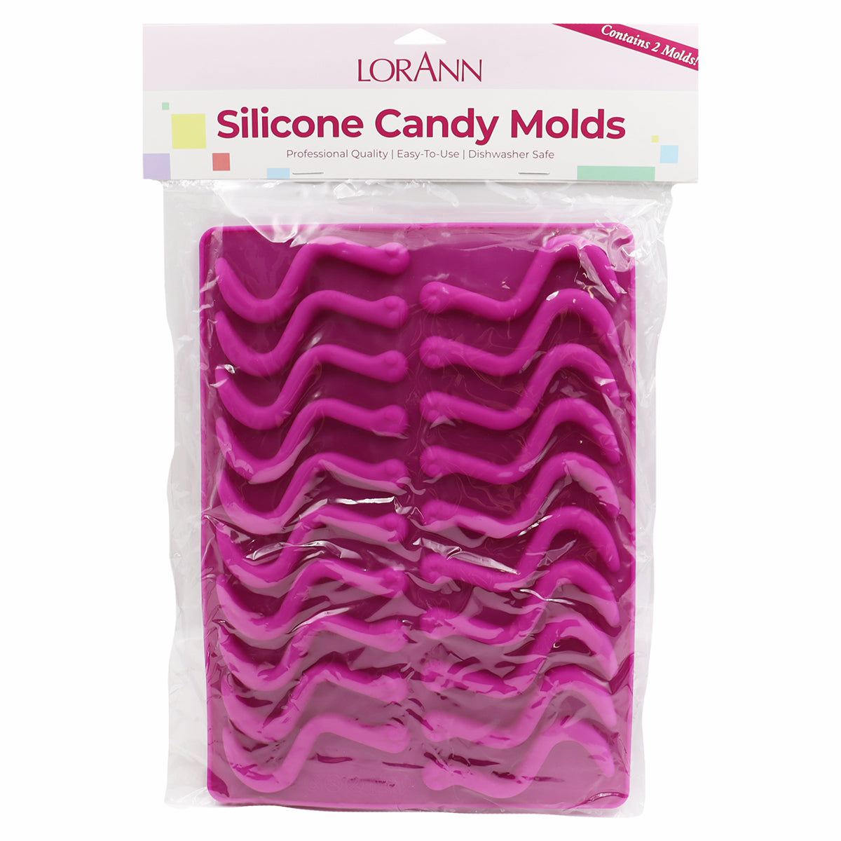 SILICONE GUMMY WORM MOLD 2PK