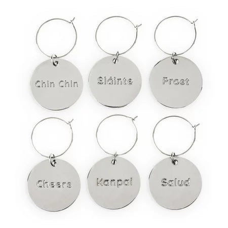 WINE CHARMS SIL SET6