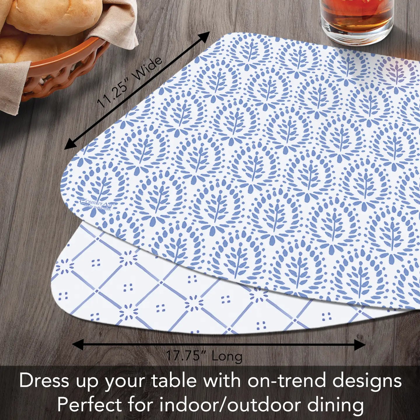 WEDGE REVERSIBLE FLEXIBLE PLACEMAT BLUE TILES