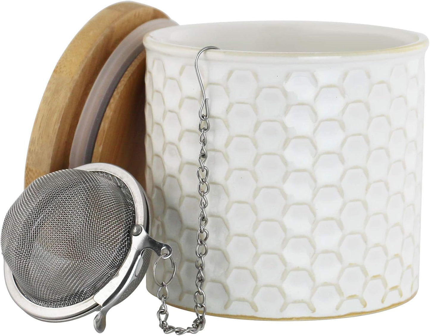 TEA CADDY CERAMIC WHT