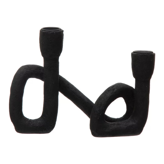 DOUBLE CANDLE HOLDER BLK