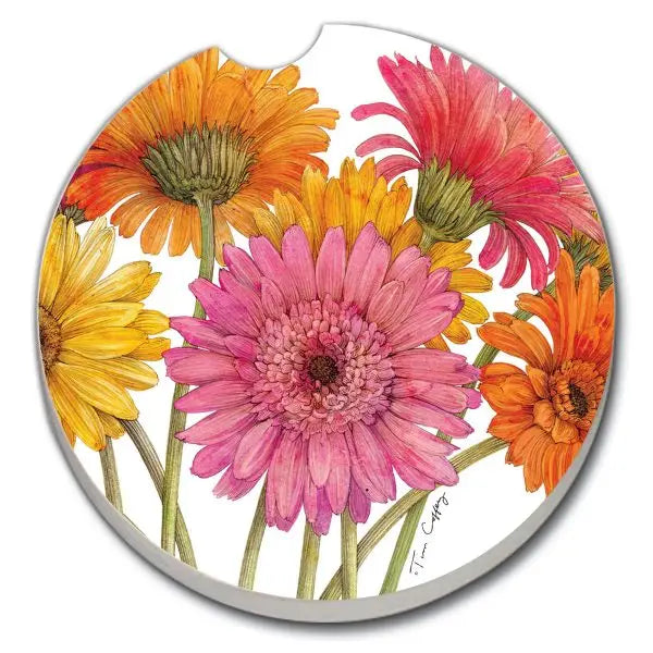 ABSORBENT CAR COASTER GERBER DAISIES