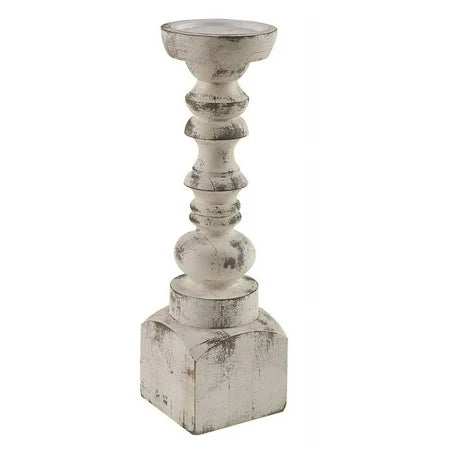 BRIGHTON WOOD CANDLESTICK 15" WHT