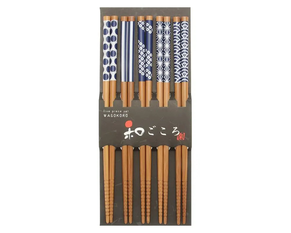 ASIAN CHOPSTICK 5 PACK BLUE AND WHITE