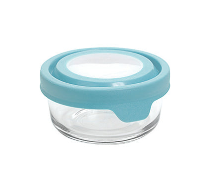 GLASS STORAGE ROUND 1 CUP MINERAL BLUE