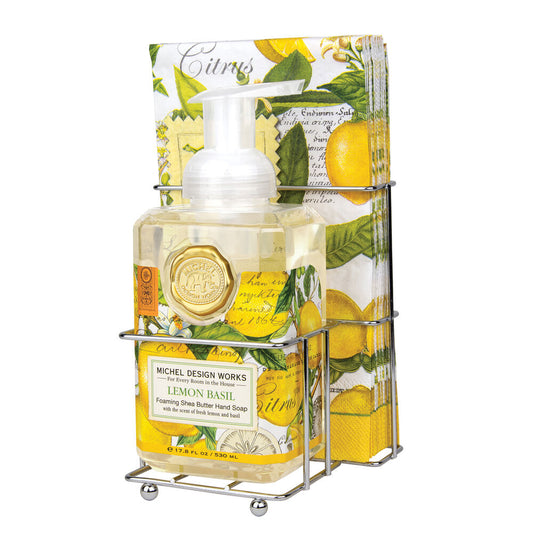 MDW LEMON BASIL FOAMING SOAP & NAPKIN SET