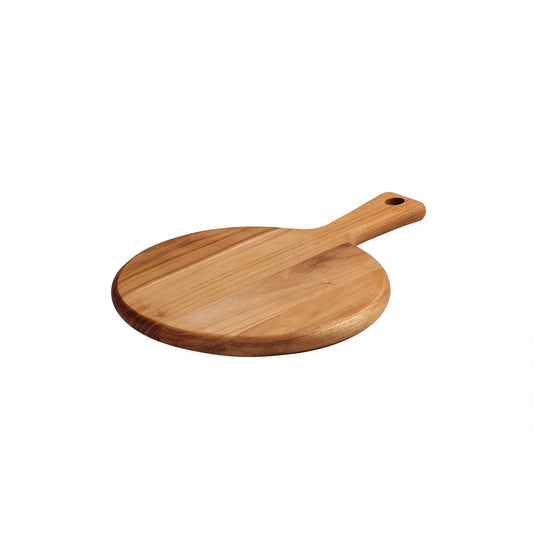 TEAK WOOD ROUND BOARD WITH HANDLE