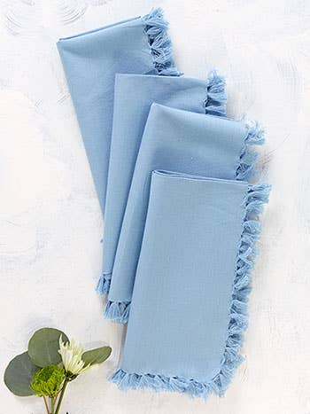 APRIL CORNELL ESSENTIAL NAPKIN SET OF 4 18" PERIWINKLE