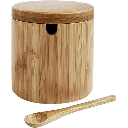 BAMBOO SALT BOX W/ SWIVEL LID