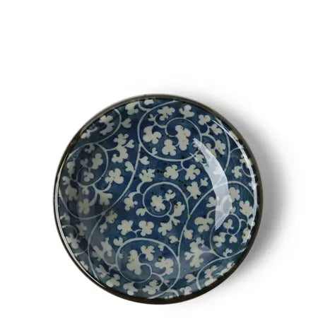 ASIAN SAUCE DISH INDIGO FLORAL