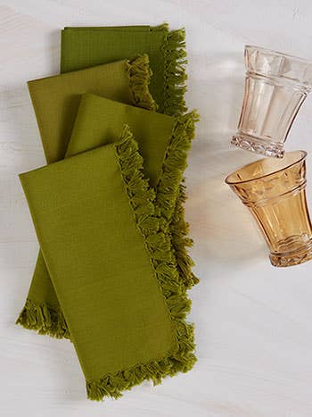 APRIL CORNELL NAPKIN ESSENTIAL SET OF 4 18" OLIVE