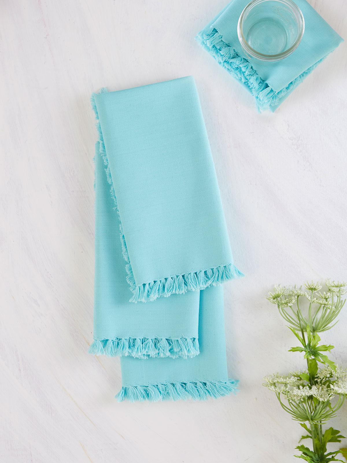 APRIL CORNELL ESSENTIAL NAPKIN SET OF 4 18" AQUA