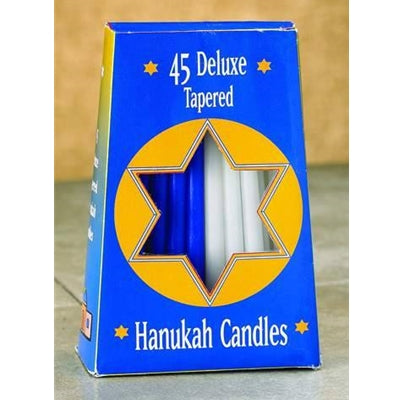 HANUKAH TAPERED CANDLES 45PK