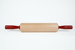 FLETCHERS ROLLING PIN RED HANDLES 12"