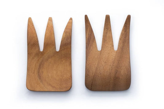 ACACIA WOOD BEAR CLAW SALAD SERVER SET