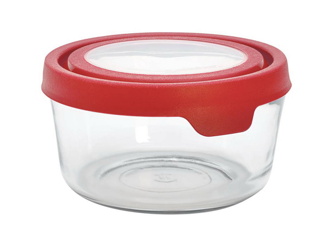 GLASS STORAGE ROUND 7 CUP RED