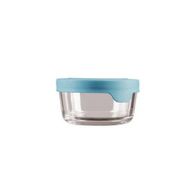 GLASS STORAGE ROUND 2 CUP MINERAL BLUE