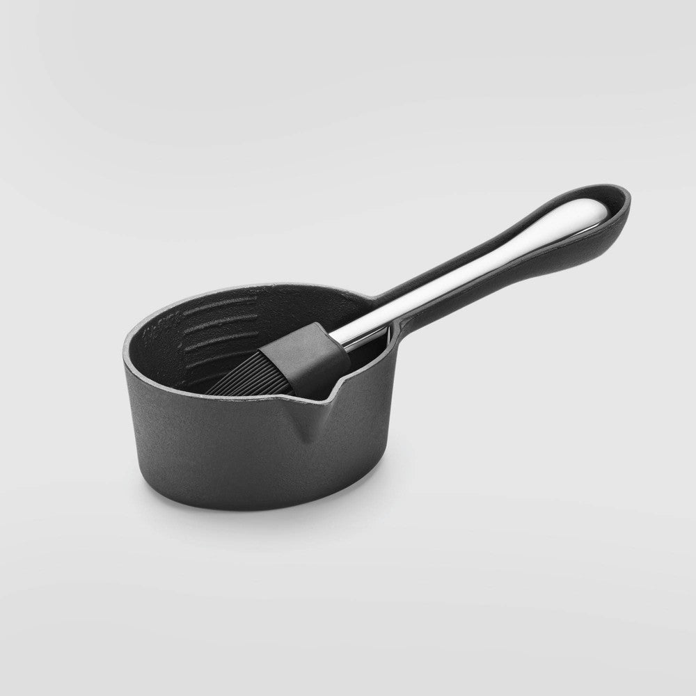 CAST IRON SAUCE POT W/ SILICONE BASTING BRUSH