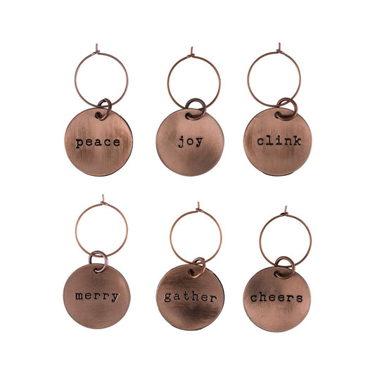 HOLIDAY WINE CHARMS COPPER SET OF 6