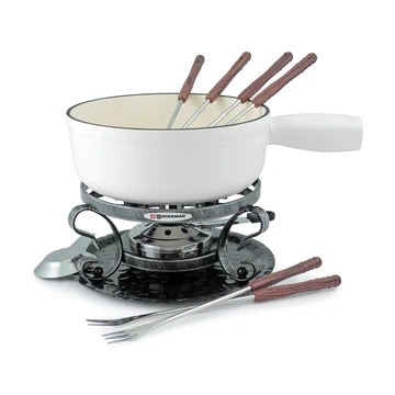 LUGANO FONDUE SET 9PC WHITE