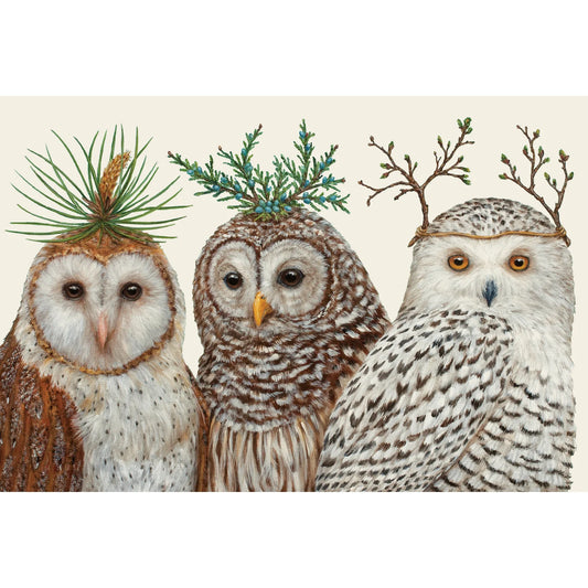 PAPER PLACEMATS WINTER OWLS